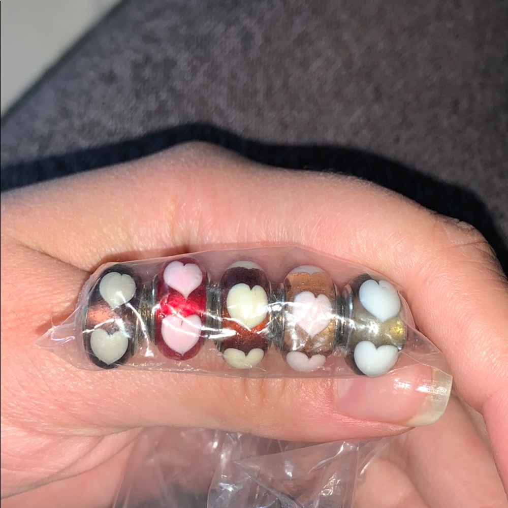 Murano glass pandora beads heart set
